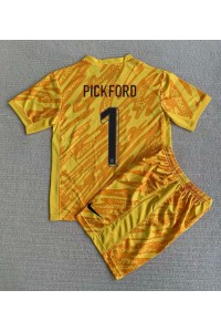 Fotbalové Dres Anglie Jordan Pickford #1 Brankářské Dětské Domácí Oblečení ME 2024 Krátký Rukáv (+ trenýrky)